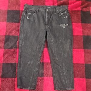🕸Old Navy High-Rise Slouchy Straight-Fit Black Distressed Jeans 🕸